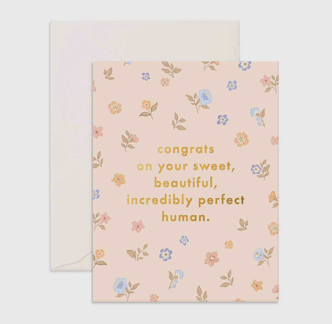 Fox and Fallow Greetings Card - Congrats Sweet Human Pink