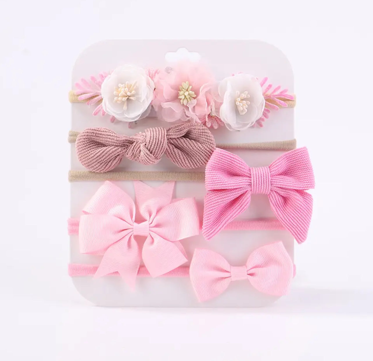 5 x headband set - Pink Floral