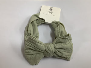 Twisted Fabric bow headband  -  Light Sage