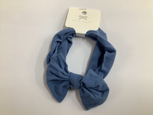 Fabric bow headband  -  Blue Denim