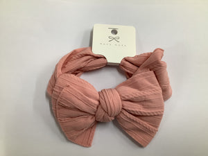 Twisted Fabric bow headband  -  Baby Pink