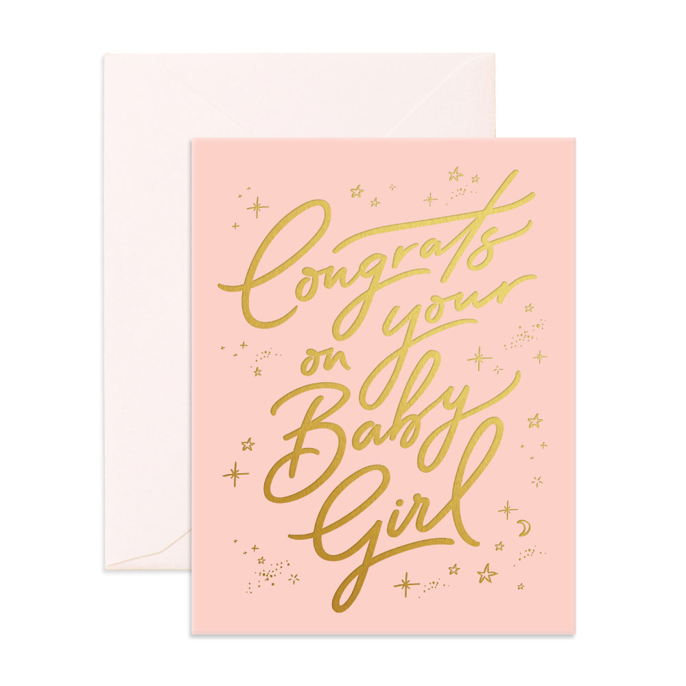 Fox and Fallow Greetings Card - Congrats On Your Baby Girl