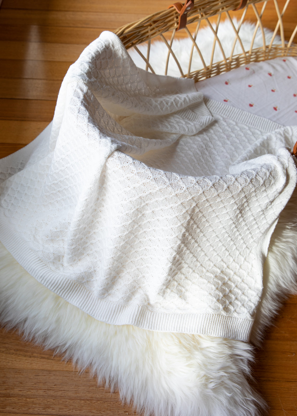 Emotion and Kids Lace Knit Bassinet Blanket - Cream