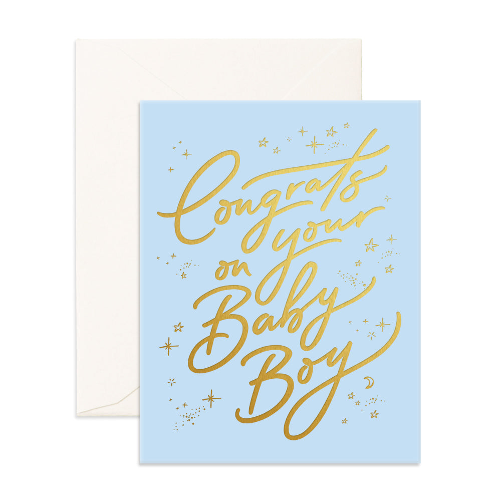 Fox and Fallow Greetings Card - Congrats On Your Baby Boy