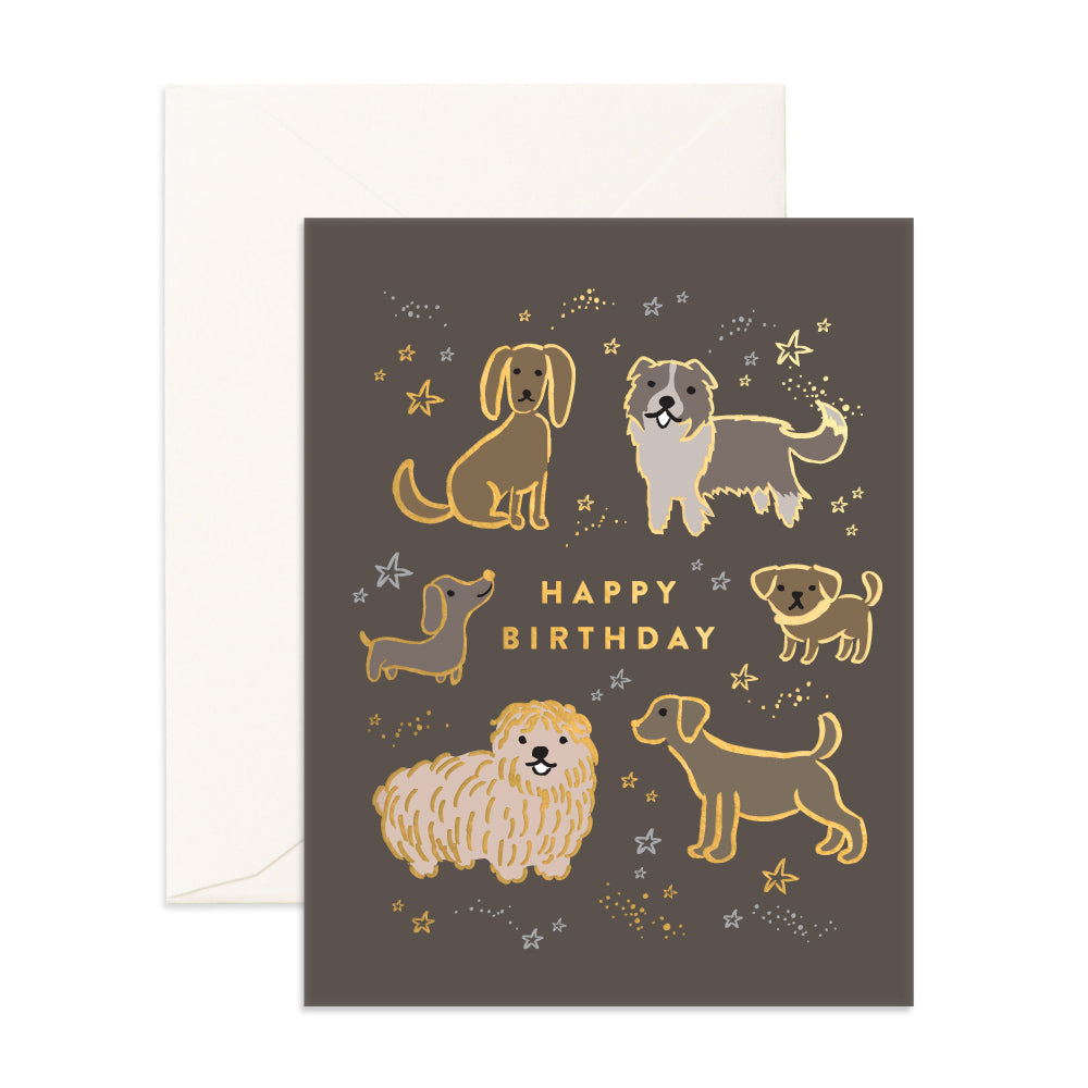 Fox and Fallow Greetings Card - Happy Birthday (Dogs)