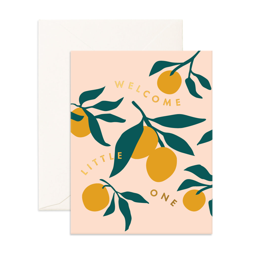 Fox and Fallow Greetings Card - Welcome Little One (Lemons)