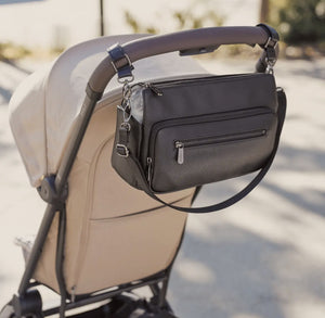 OiOi Multitasker Pram Caddy - Black Vegan Leather