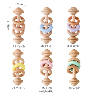 Wooden/Silicone 3 Ring Ratte - Mint