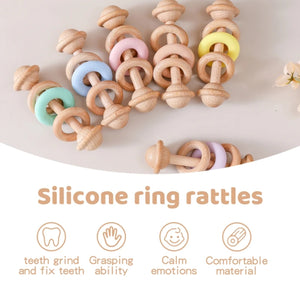 Wooden/Silicone 3 Ring Ratte - Mint