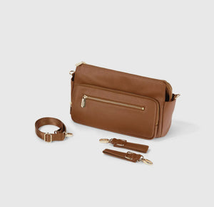 OiOi Multitasker Pram Caddy - Chestnut Brown Vegan Leather