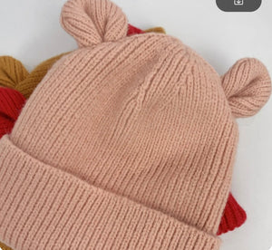 Kids Beanie - Bear ears pink