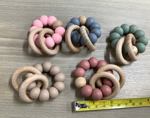 Wooden/Silicone teether ring- Sage