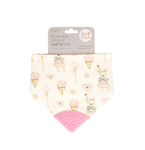 All4Ella Bandana Bib with Teether - Ice Cream and Teddy