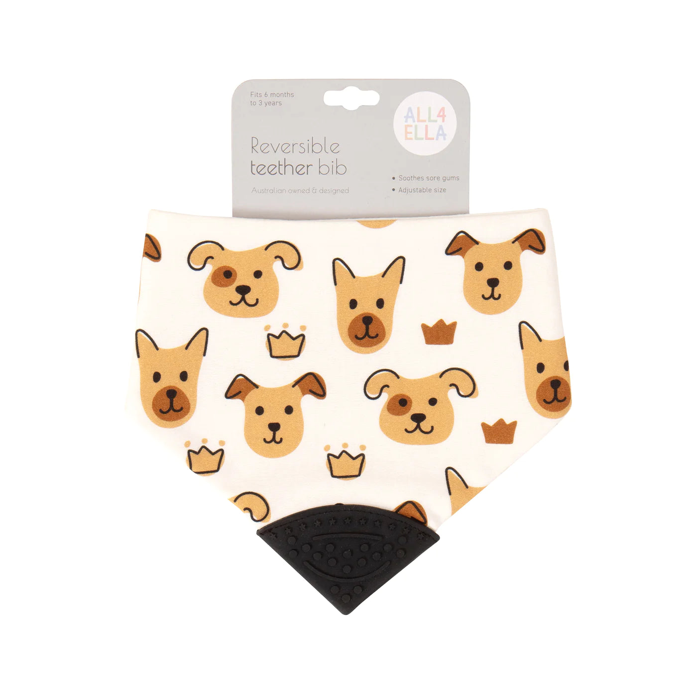 All4Ella Bandana Bib with Teether - Puppies