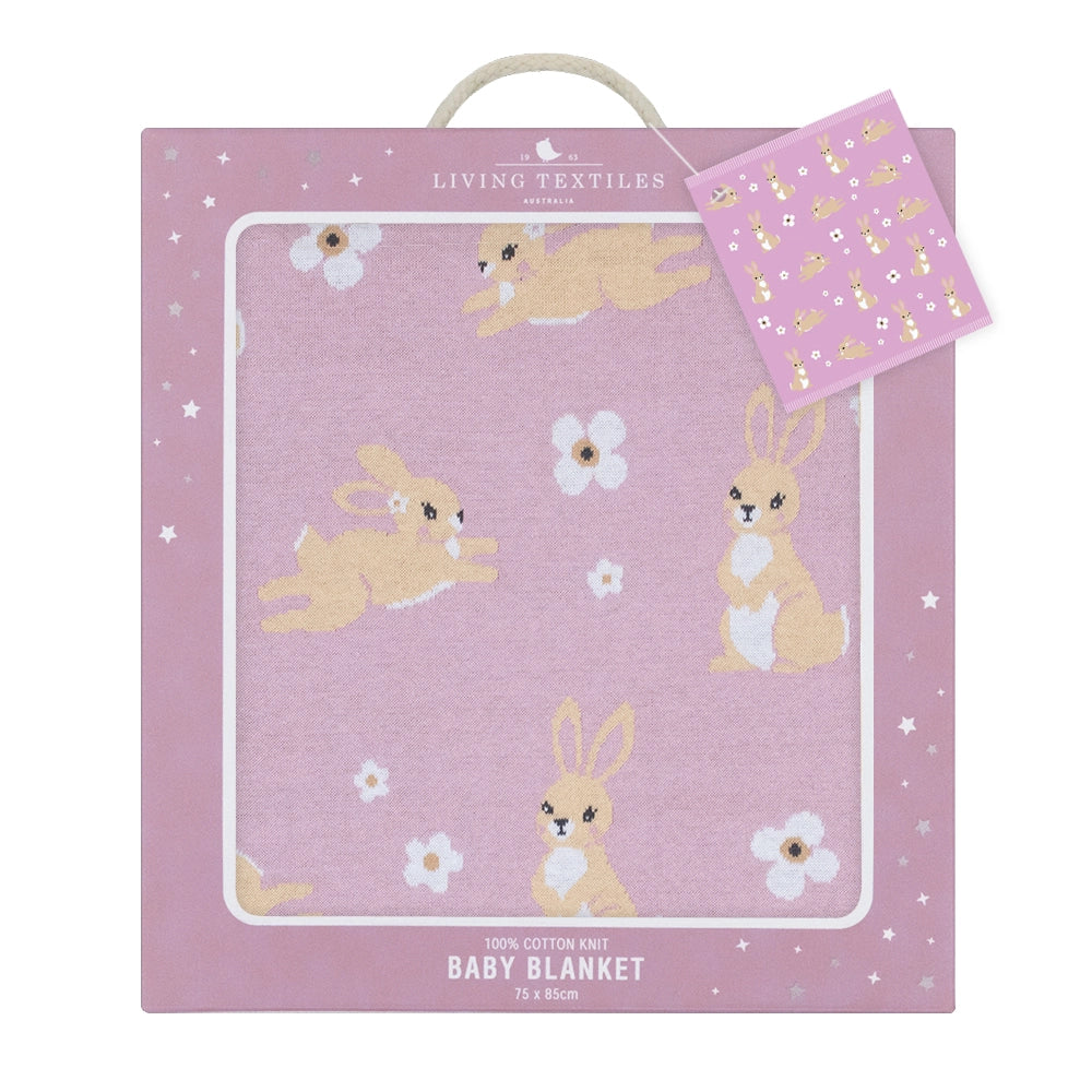 100% Cotton Knit Baby Blanket - Bunny