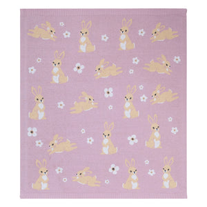 100% Cotton Knit Baby Blanket - Bunny