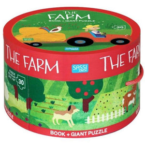 Book and Giant Puzzle 30 pcs - The Farm