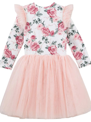 Designer Kidz Tutu Dress Tilly Floral L/S - Tea Rose