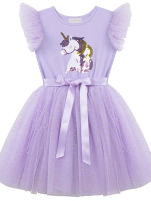 Designer Kidz Sequin Tutu Dress S/S - Unicorn Lavender