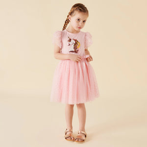 Designer Kidz Sequin Tutu Dress S/S - Unicorn Pink