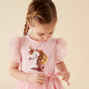 Designer Kidz Sequin Tutu Dress S/S - Unicorn Pink