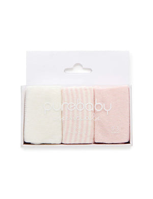 Purebaby 3 Pack Sock - Pink