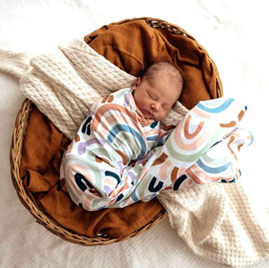 Snuggle Hunny Baby Organic Jersey Wrap and Beanie Set - Rainbow Baby