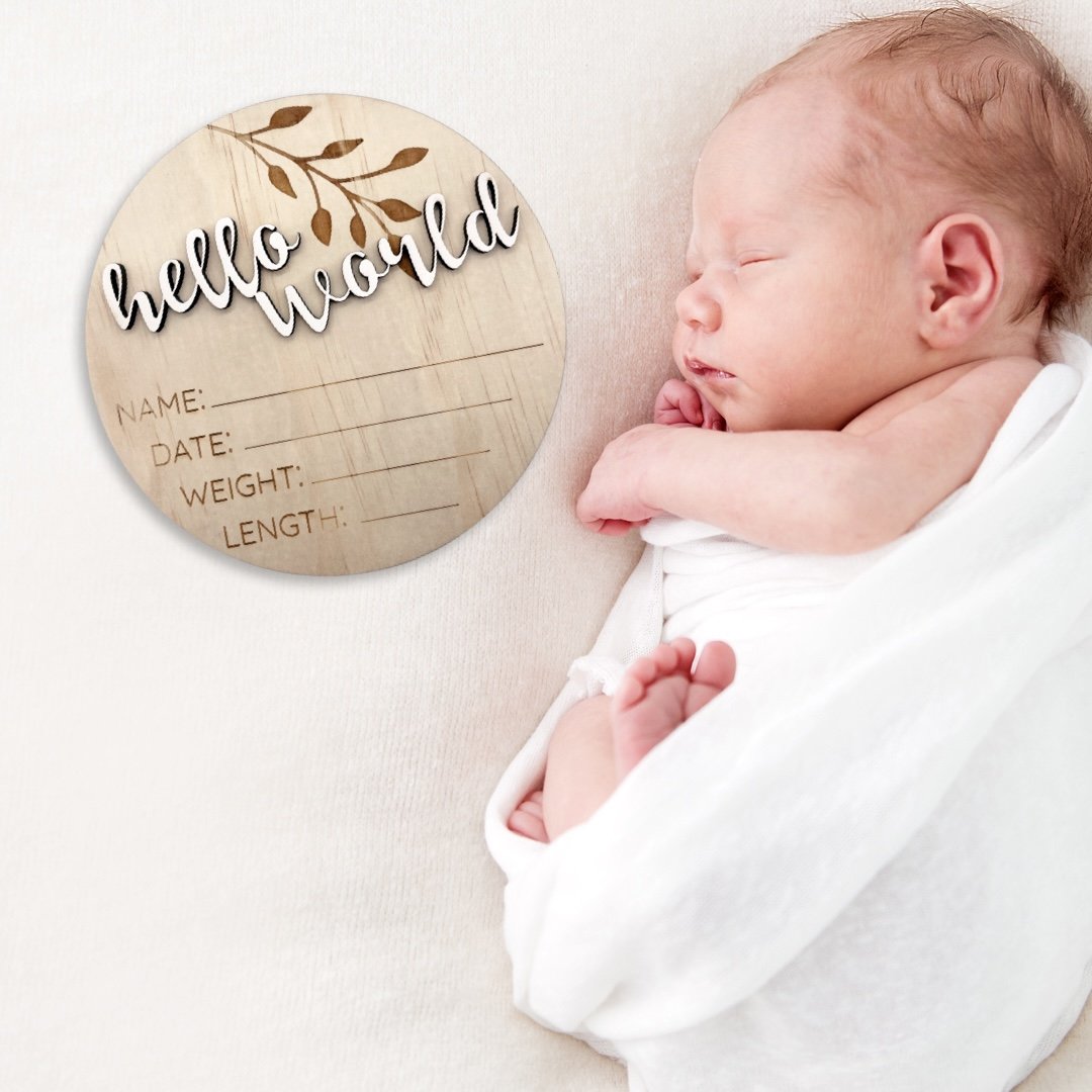 Timber Tinkers Birth Announcement Disc- White
