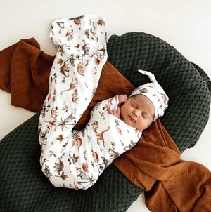 Snuggle Hunny Baby Jersey Wrap and Beanie Set - Dino