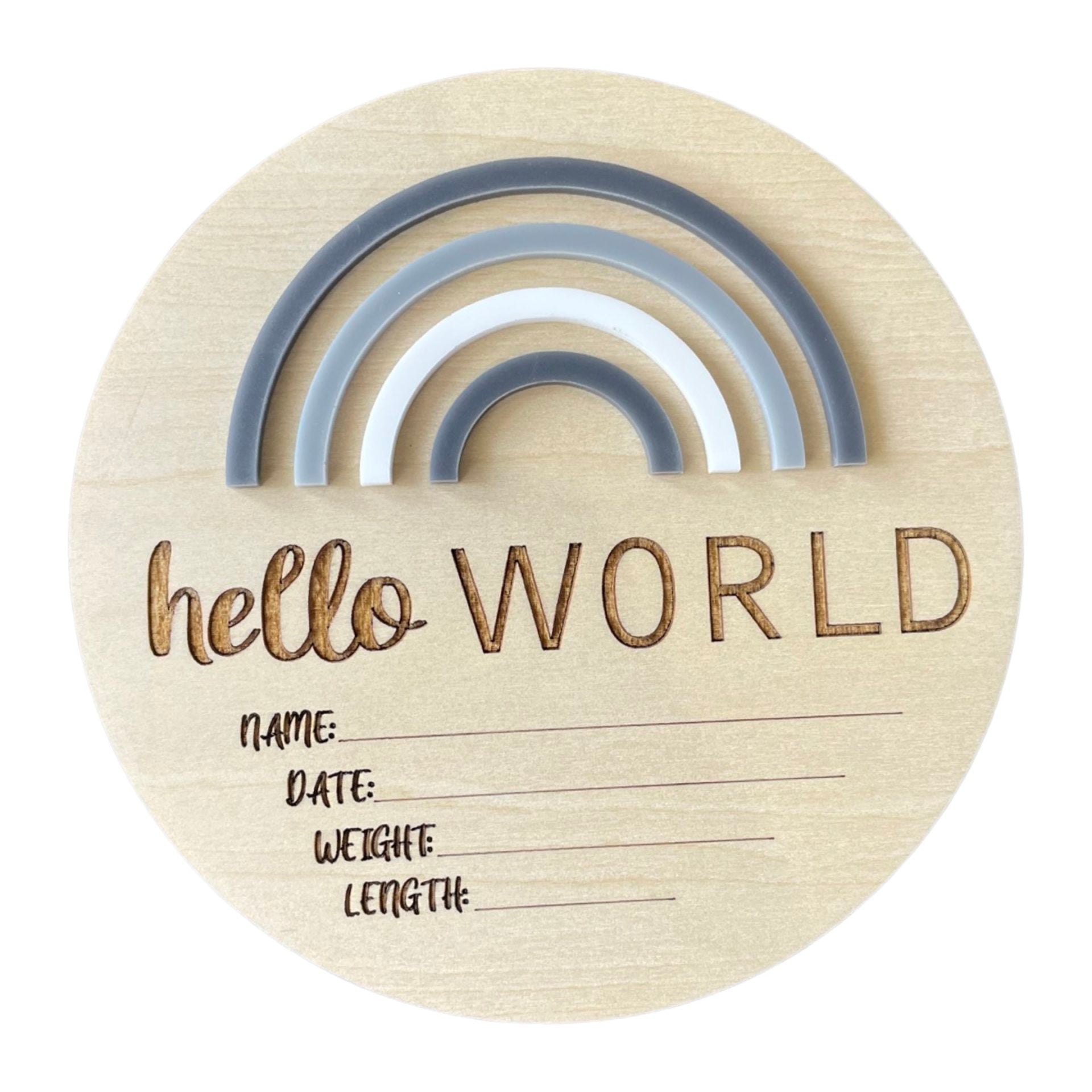 Timber Tinkers Birth Announcement Disc- Greys