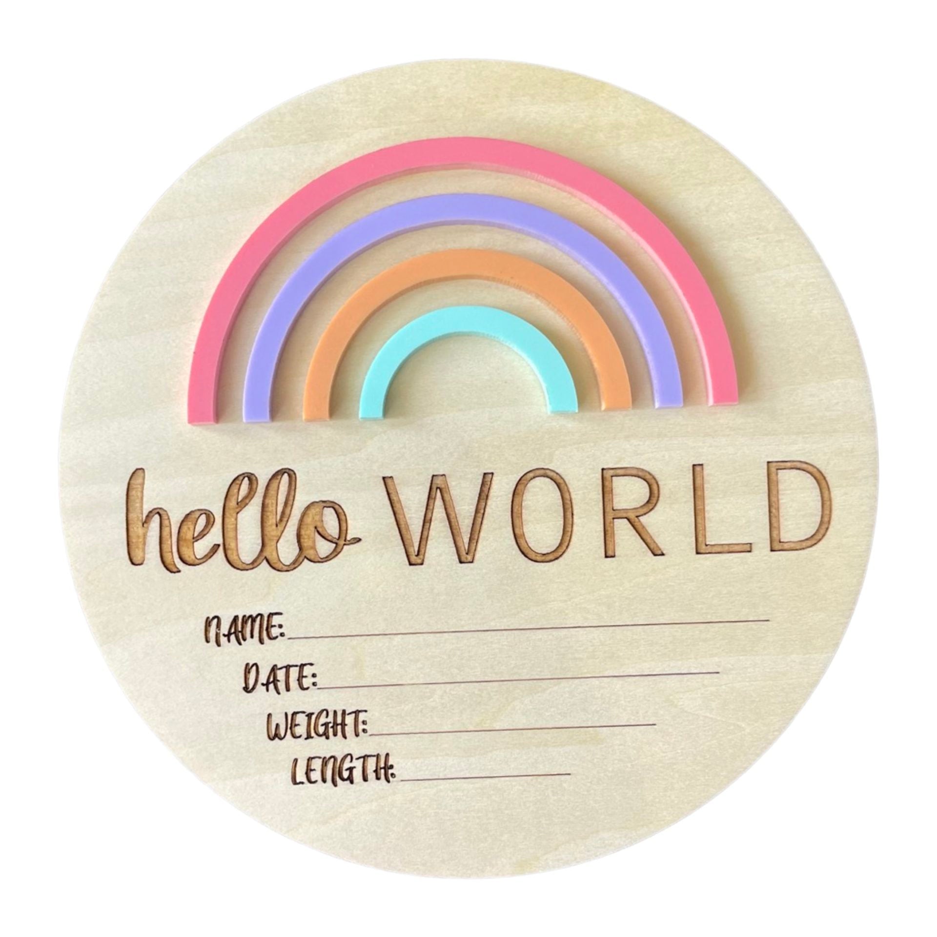 Timber Tinkers Birth Announcement Disc-Rainbow Pastel
