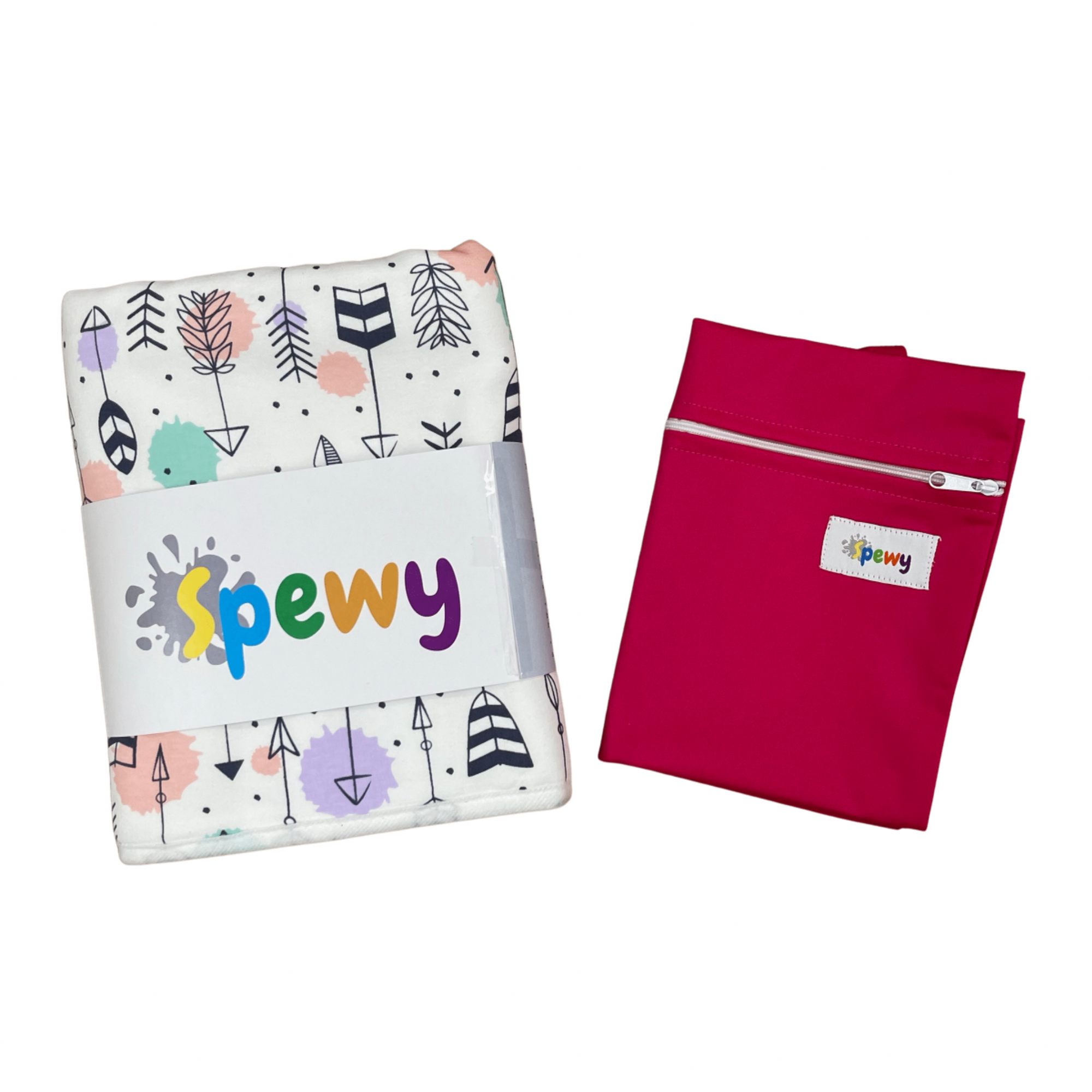 Spewy + Wetbag - Polka Arrows/Pink bag